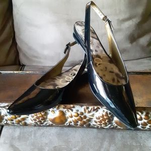 Sam Edelman Flats 7-1/2 Patent Blk Sling Backs